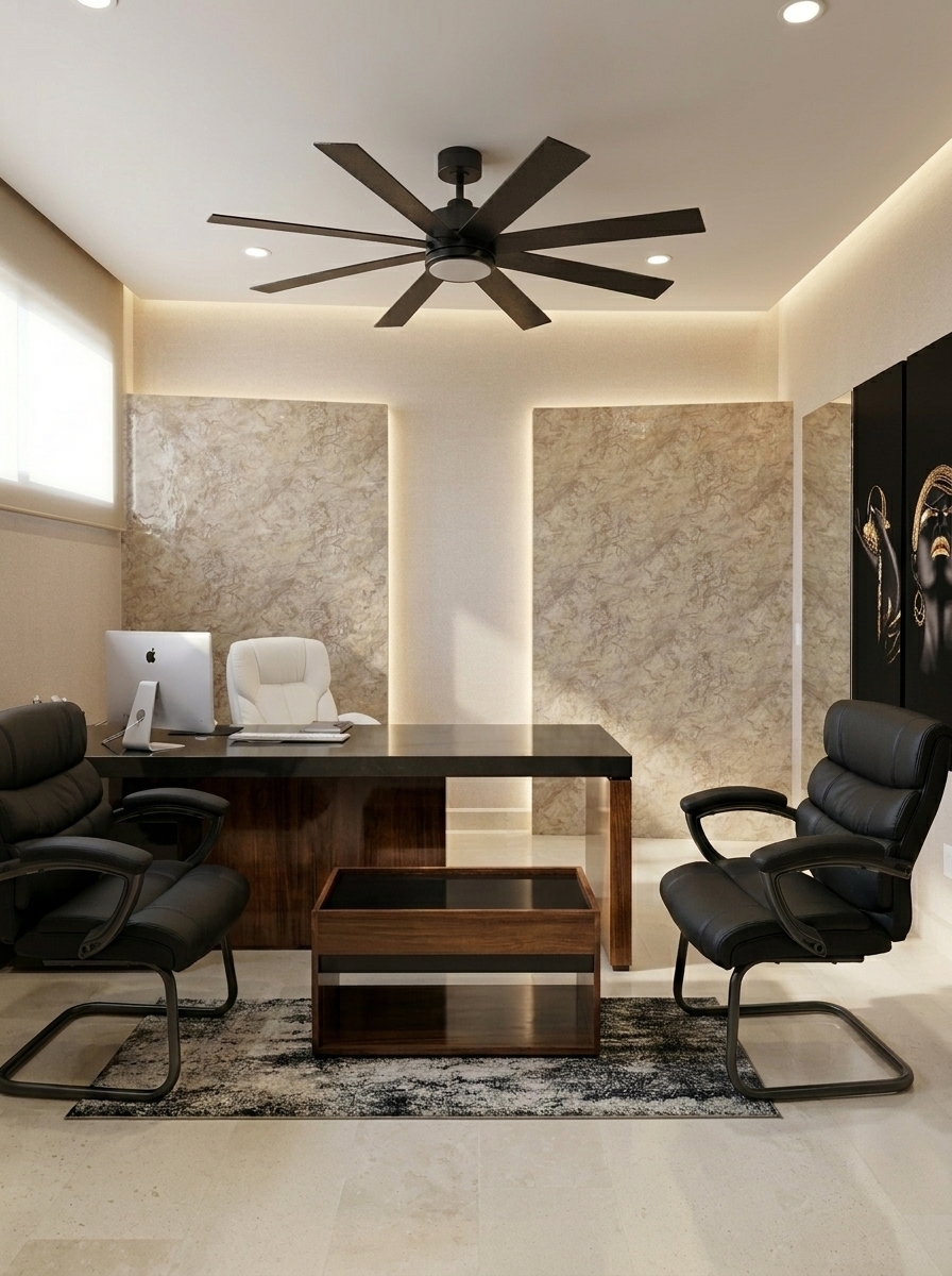 Flex room — oficina privada con panel de mármol — Harbor 401