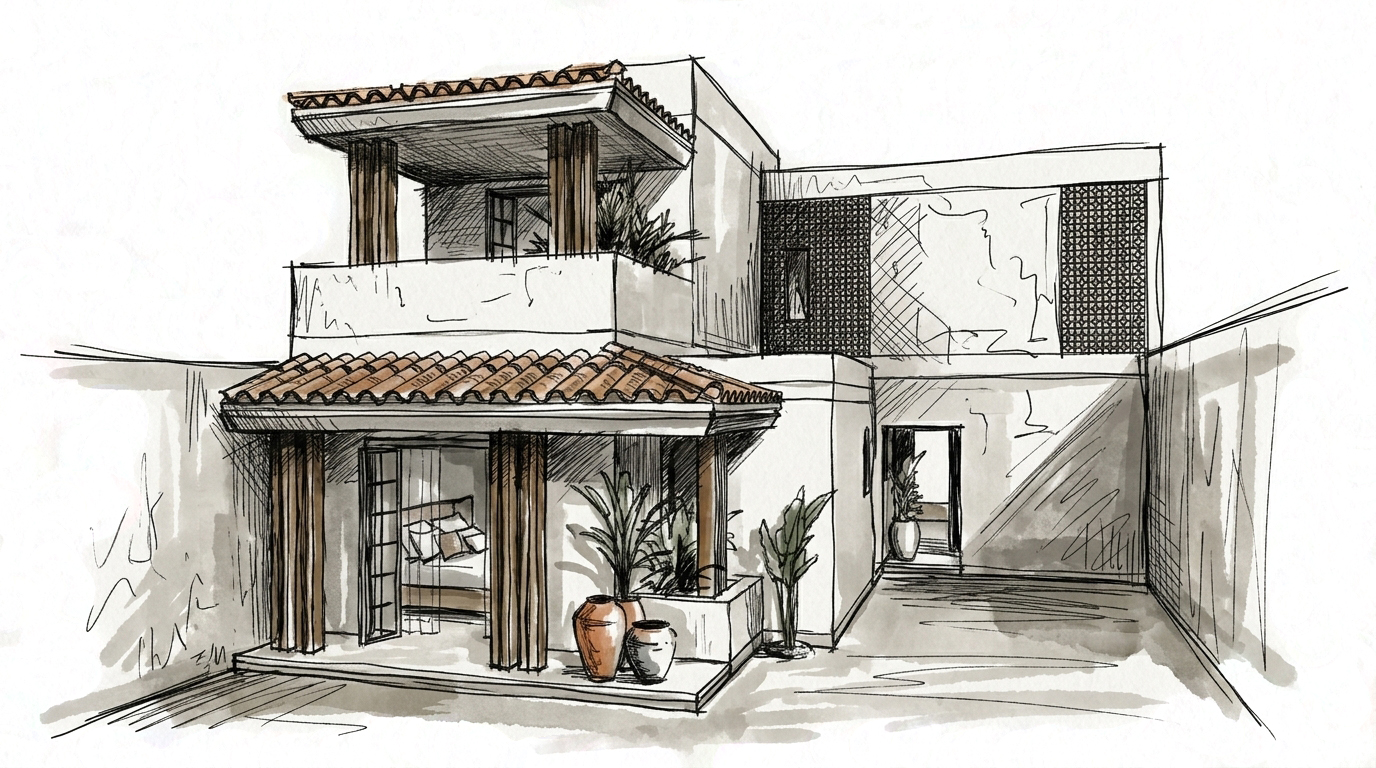 Boceto fachada posterior