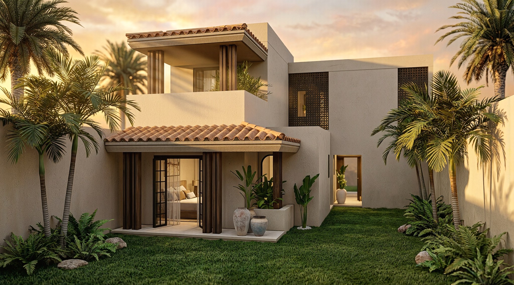 Lote 111 — Fachada posterior con jardín, Puerto Vallarta